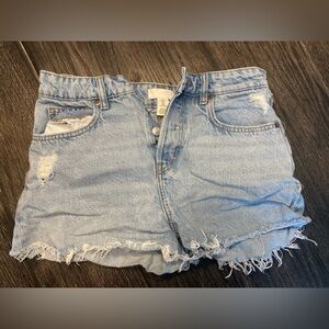 H&M Light Blue Distressed Denim Shorts
